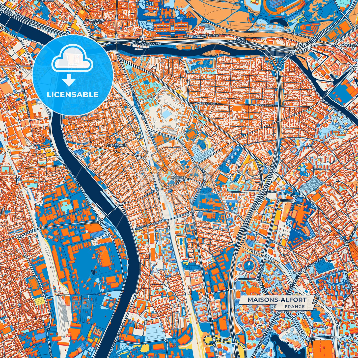 Canvas Print Template of Maisons-Alfort Street Map