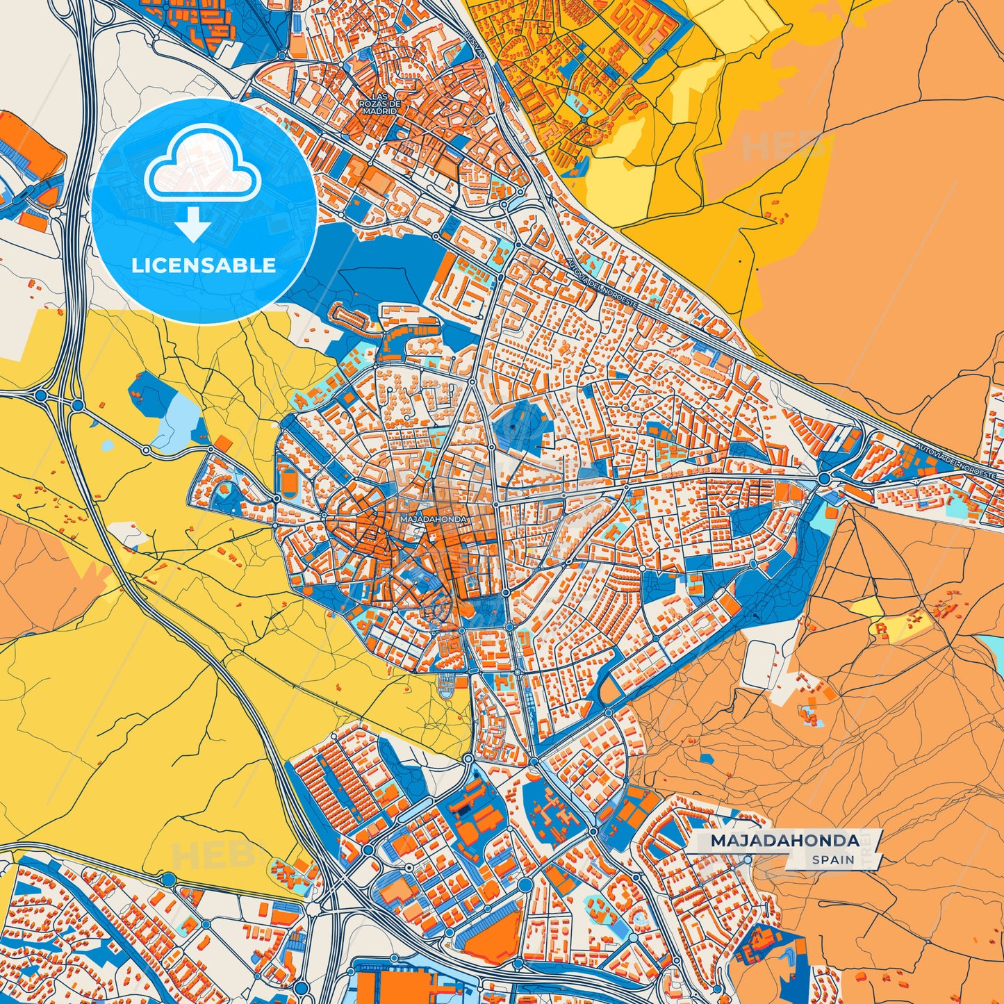 Canvas Print Template of Majadahonda Street Map