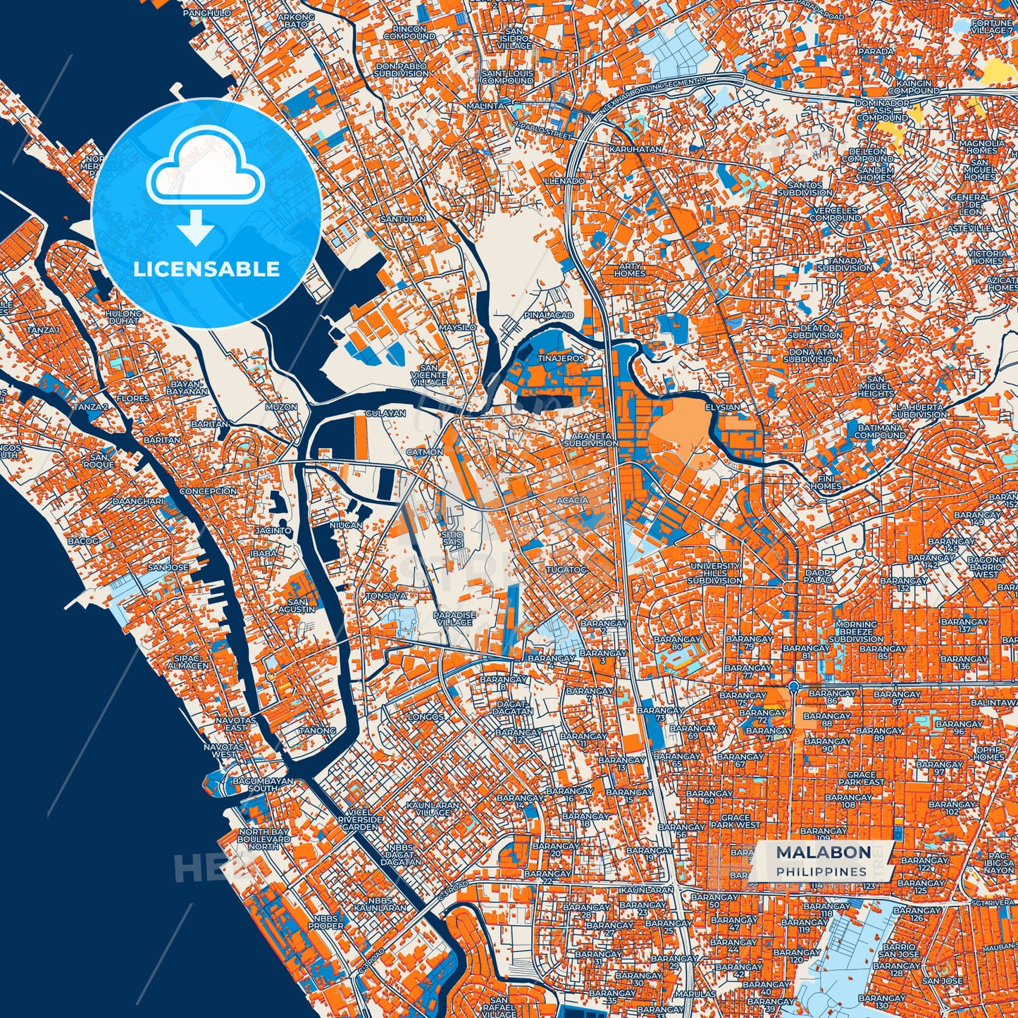 Canvas Print Template of Malabon Street Map
