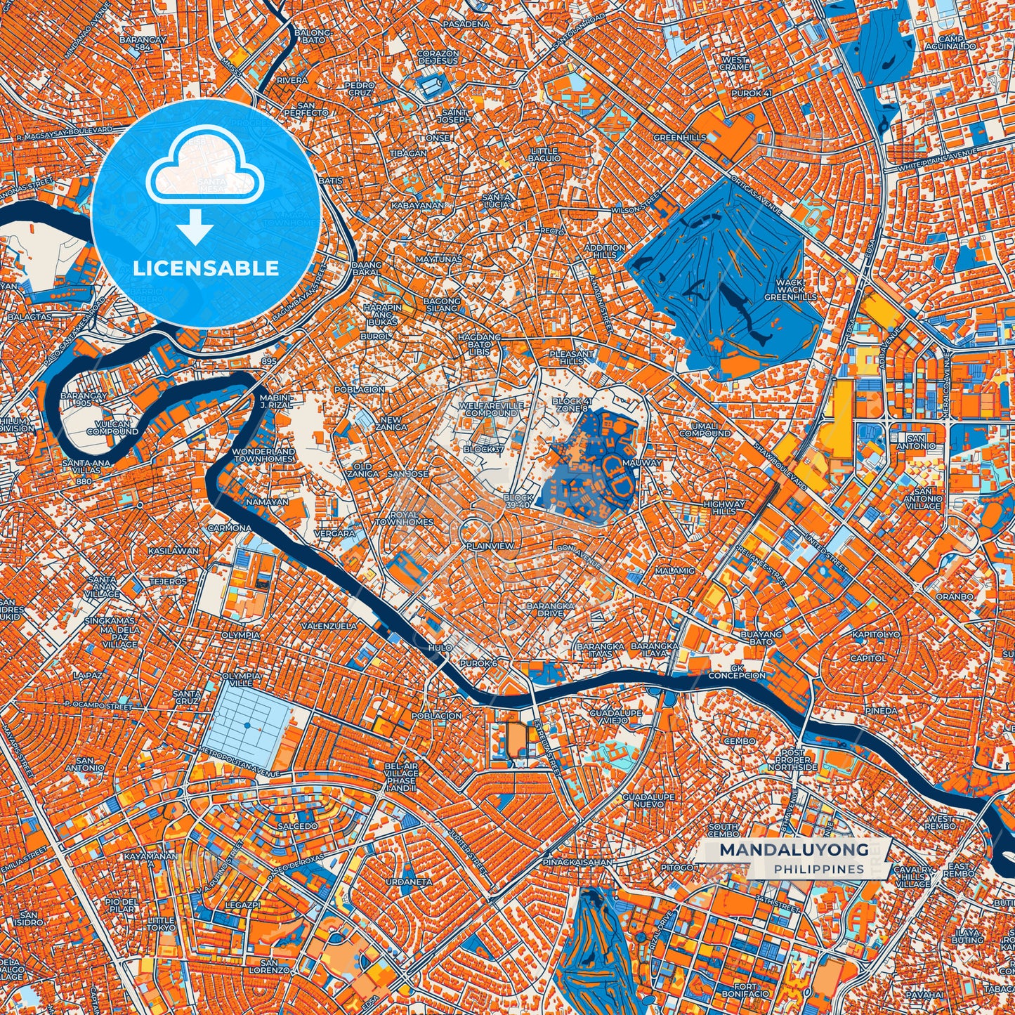 Canvas Print Template of Mandaluyong Street Map