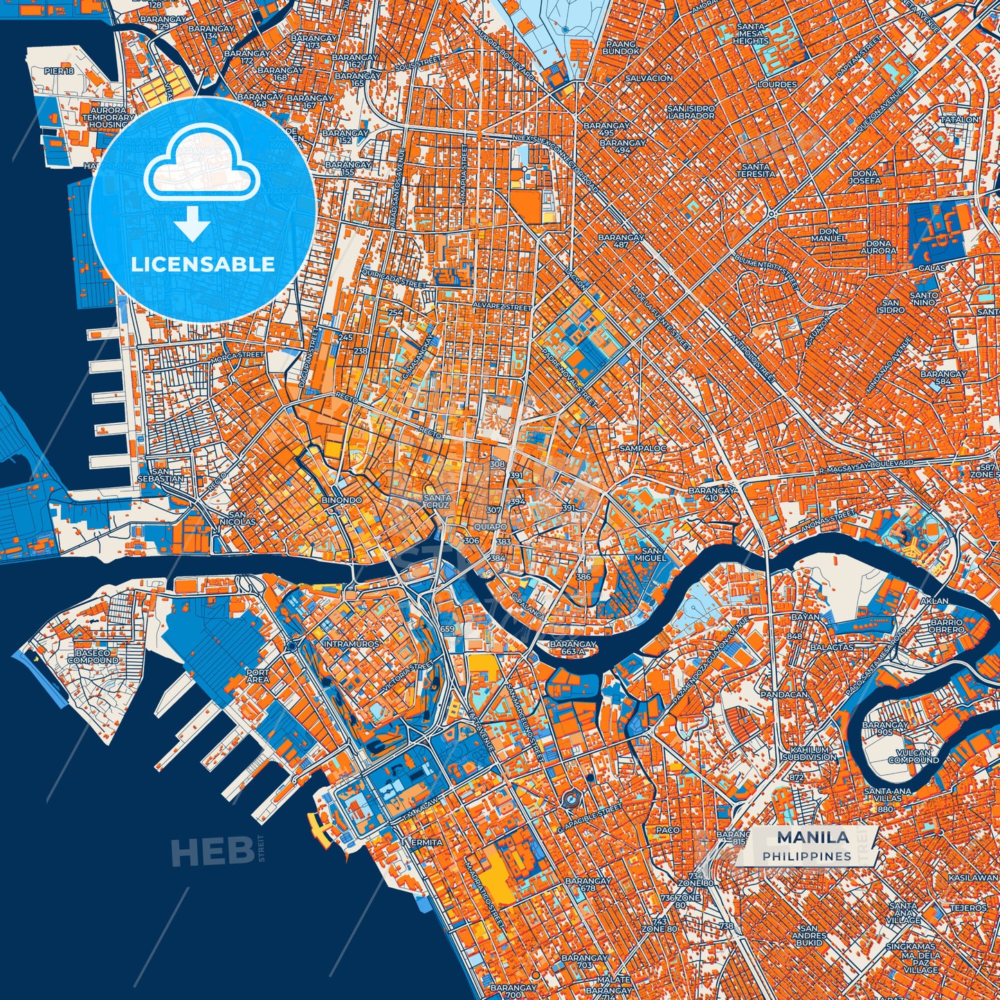 Canvas Print Template of Manila Street Map