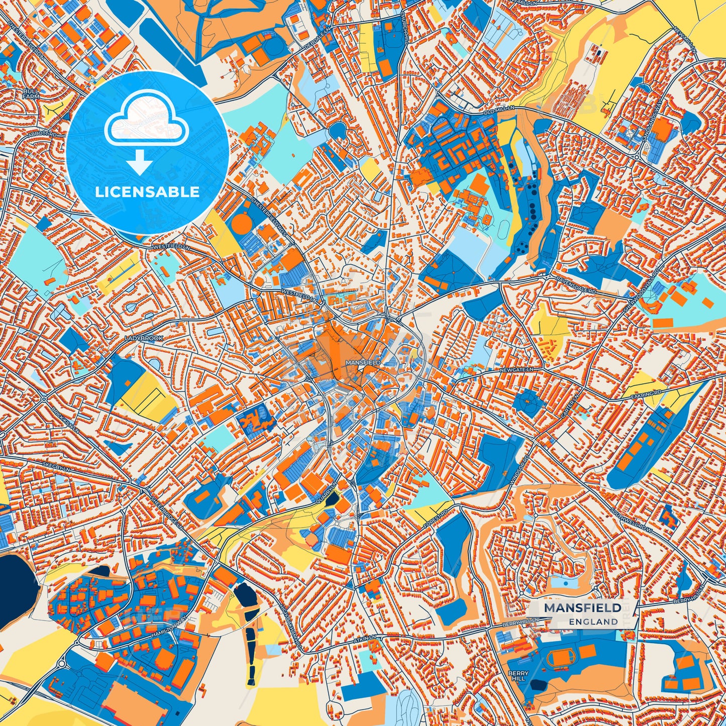 Canvas Print Template of Mansfield Street Map