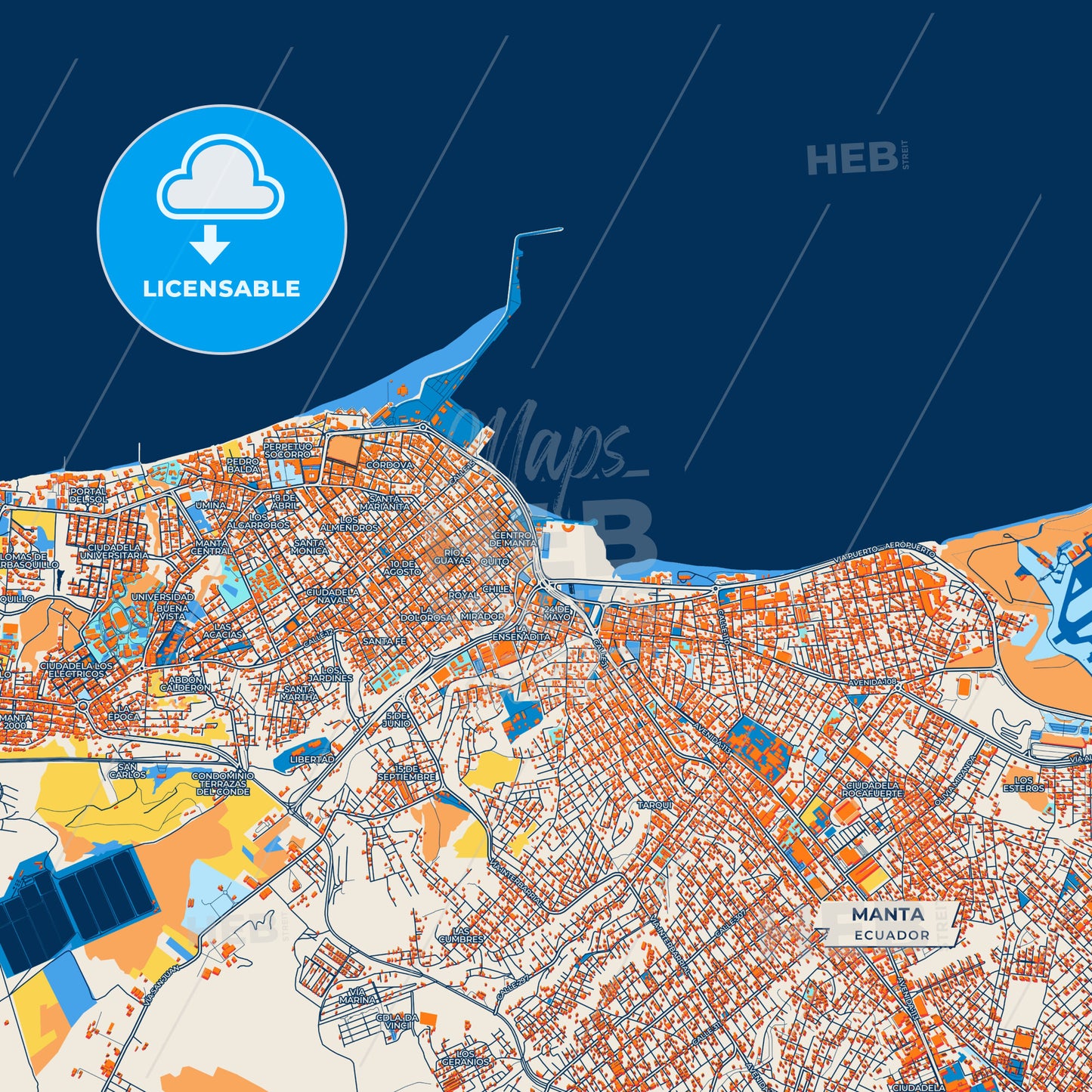 Canvas Print Template of Manta Street Map