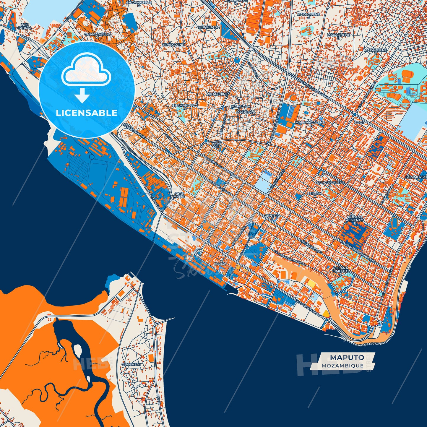 Canvas Print Template of Maputo Street Map