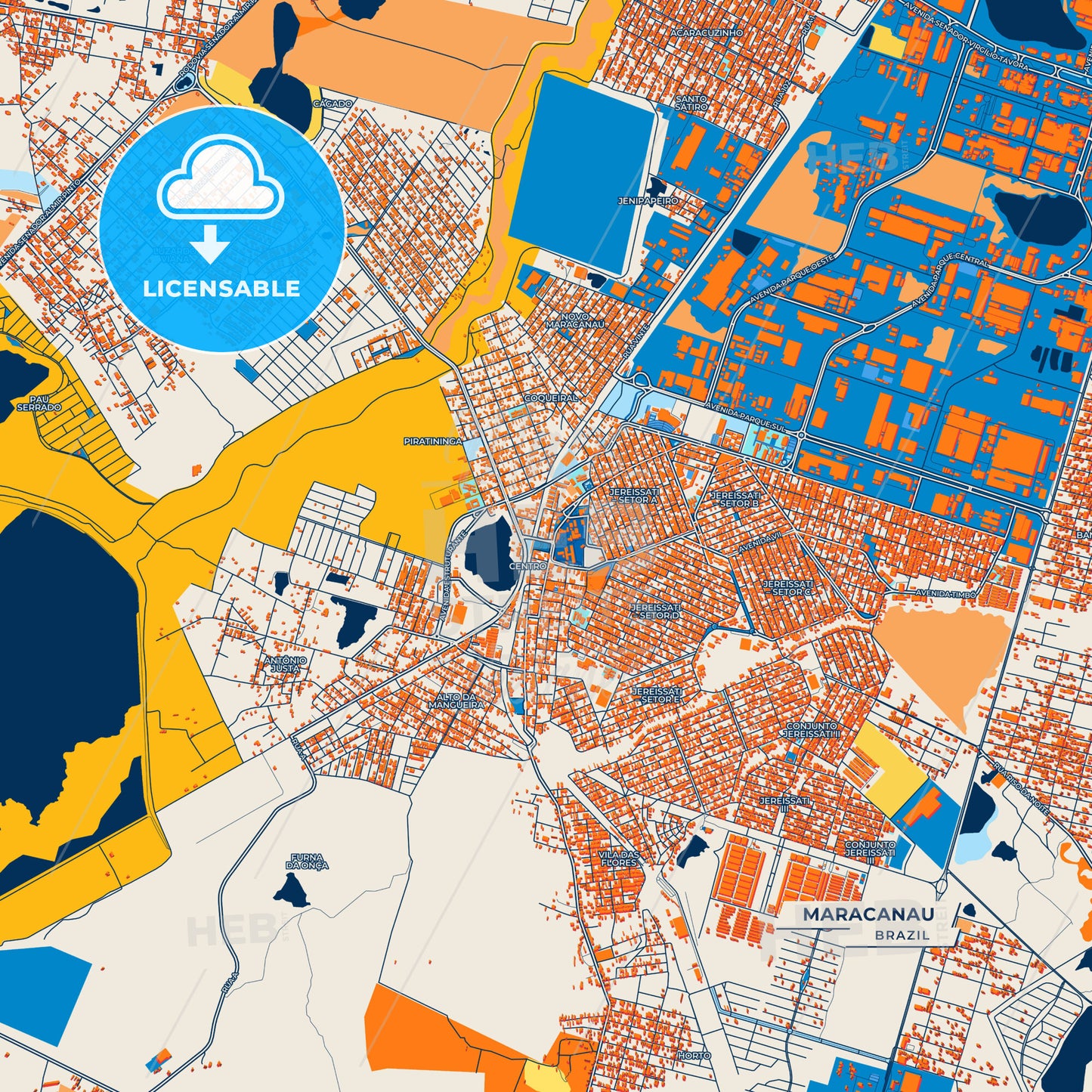 Canvas Print Template of Maracanau Street Map