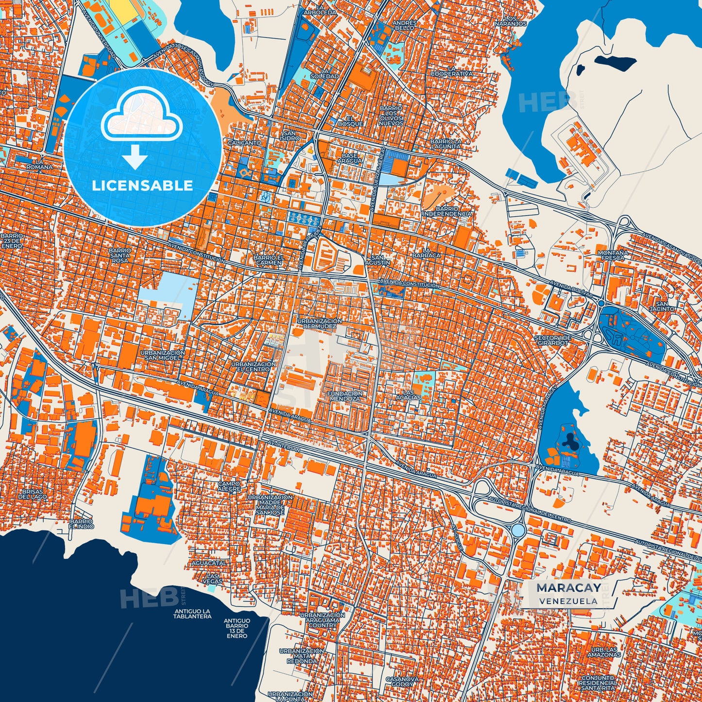 Canvas Print Template of Maracay Street Map