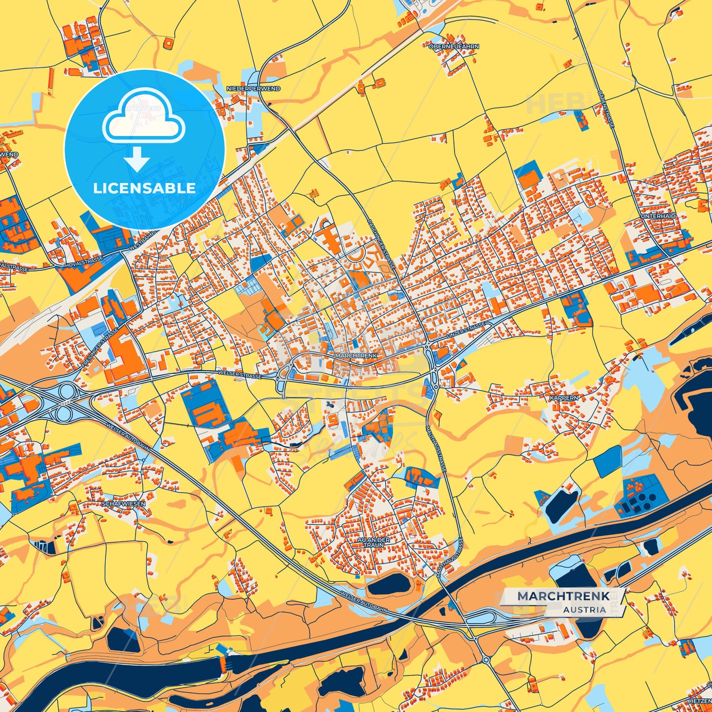 Canvas Print Template of Marchtrenk Street Map