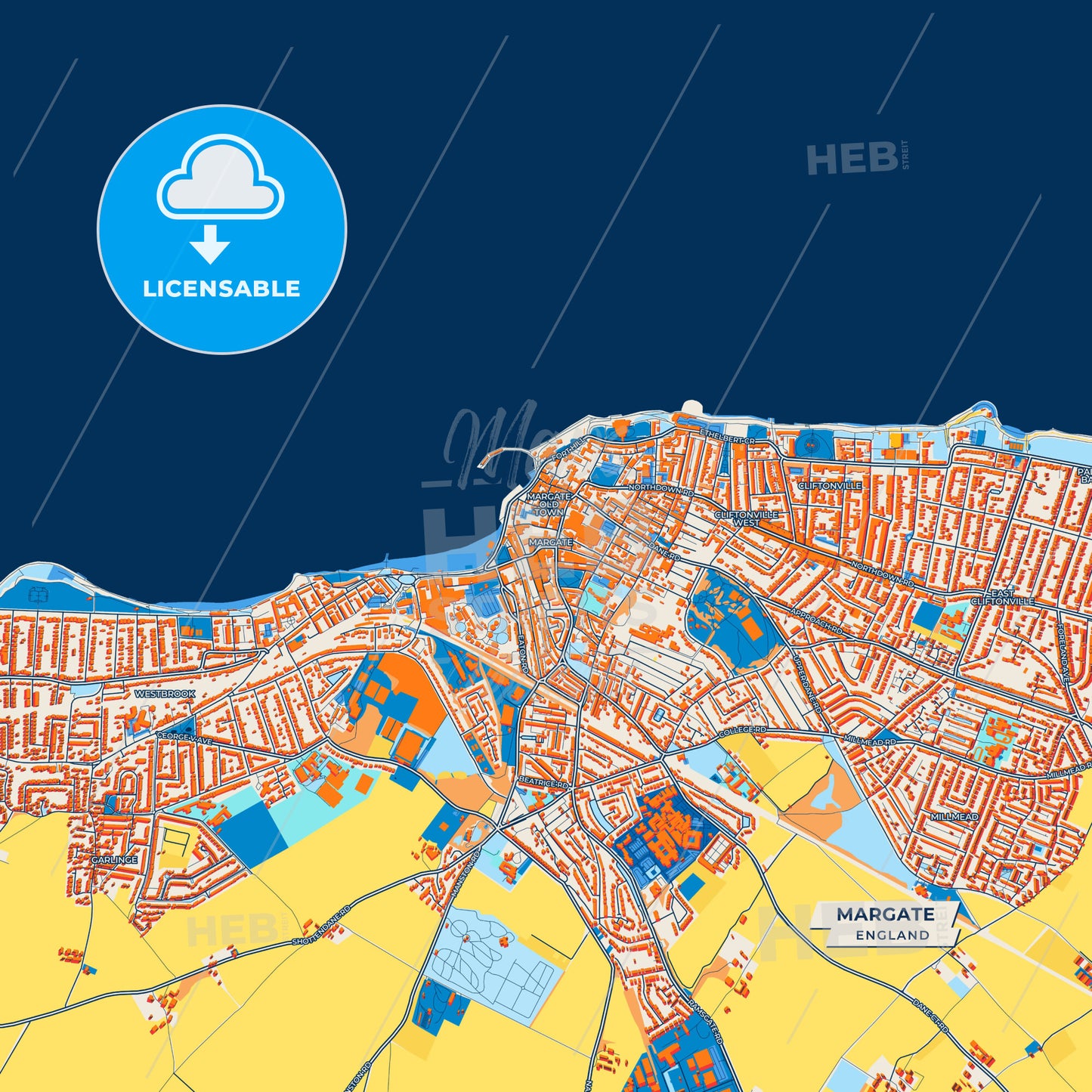 Canvas Print Template of Margate Street Map
