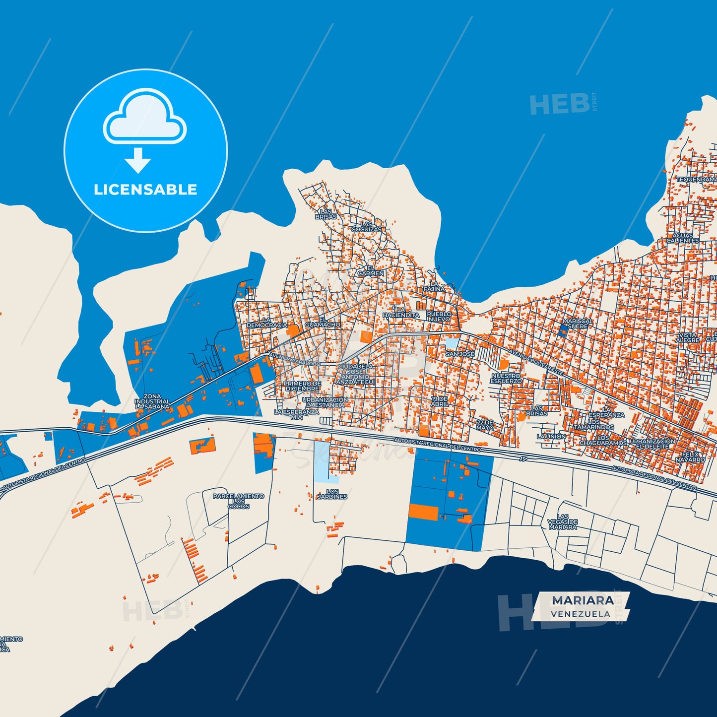 Canvas Print Template of Mariara Street Map
