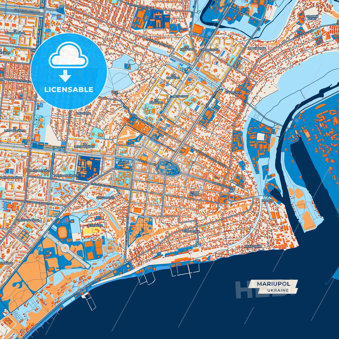 Canvas Print Template of Mariupol Street Map