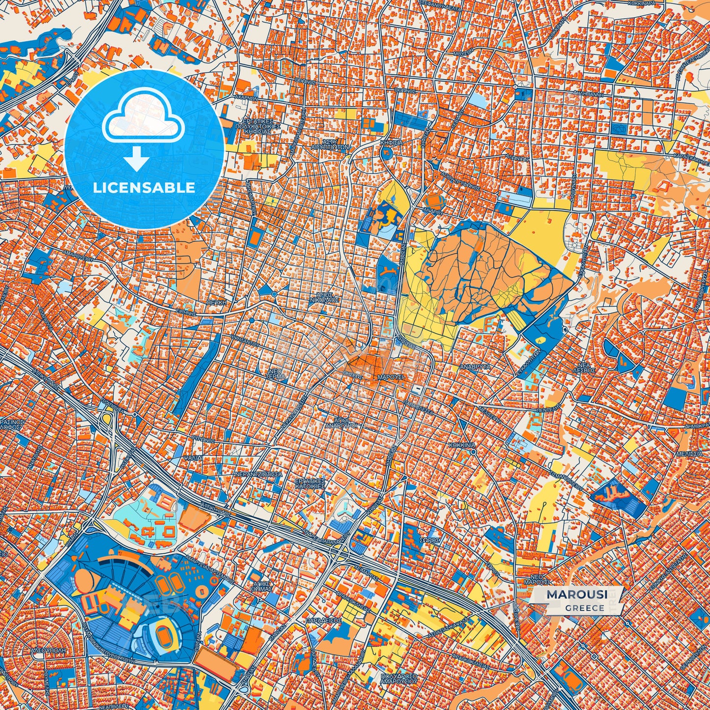 Canvas Print Template of Marousi Street Map