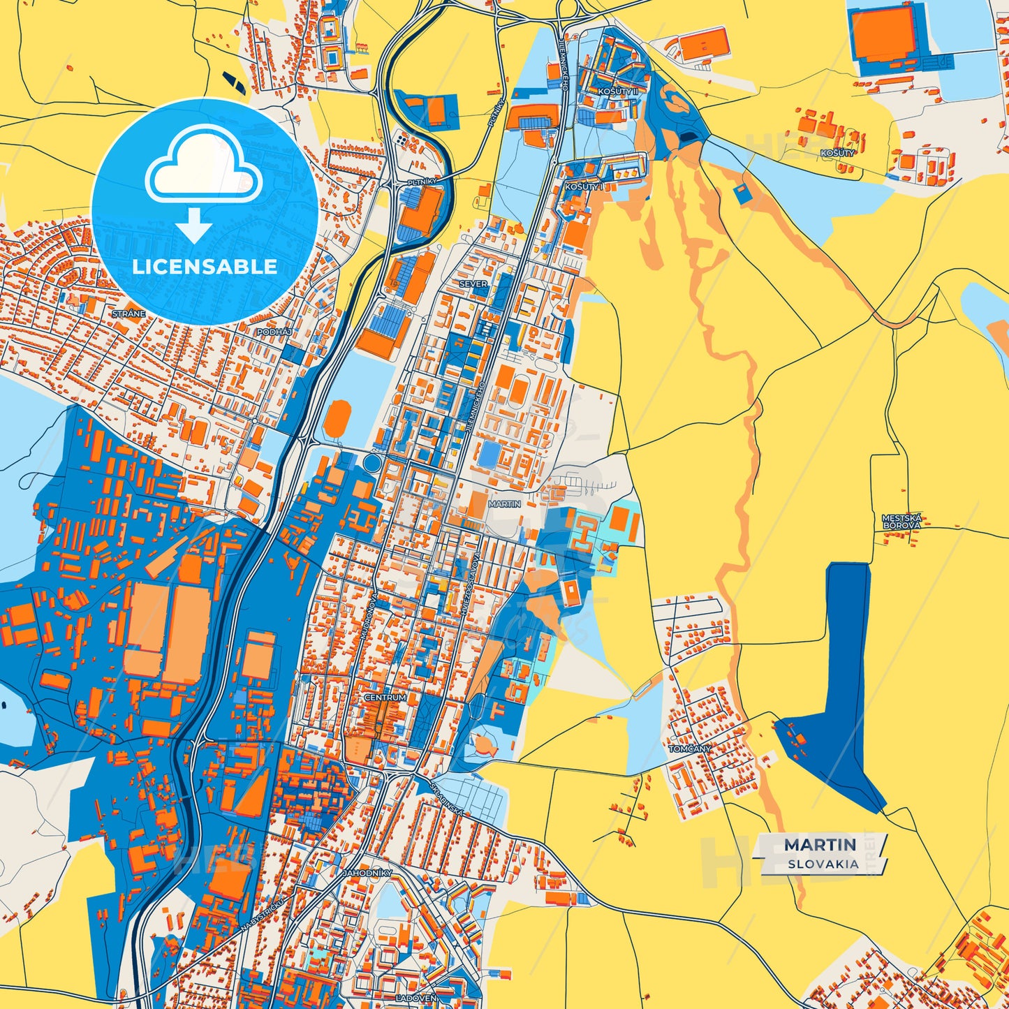 Canvas Print Template of Martin Street Map