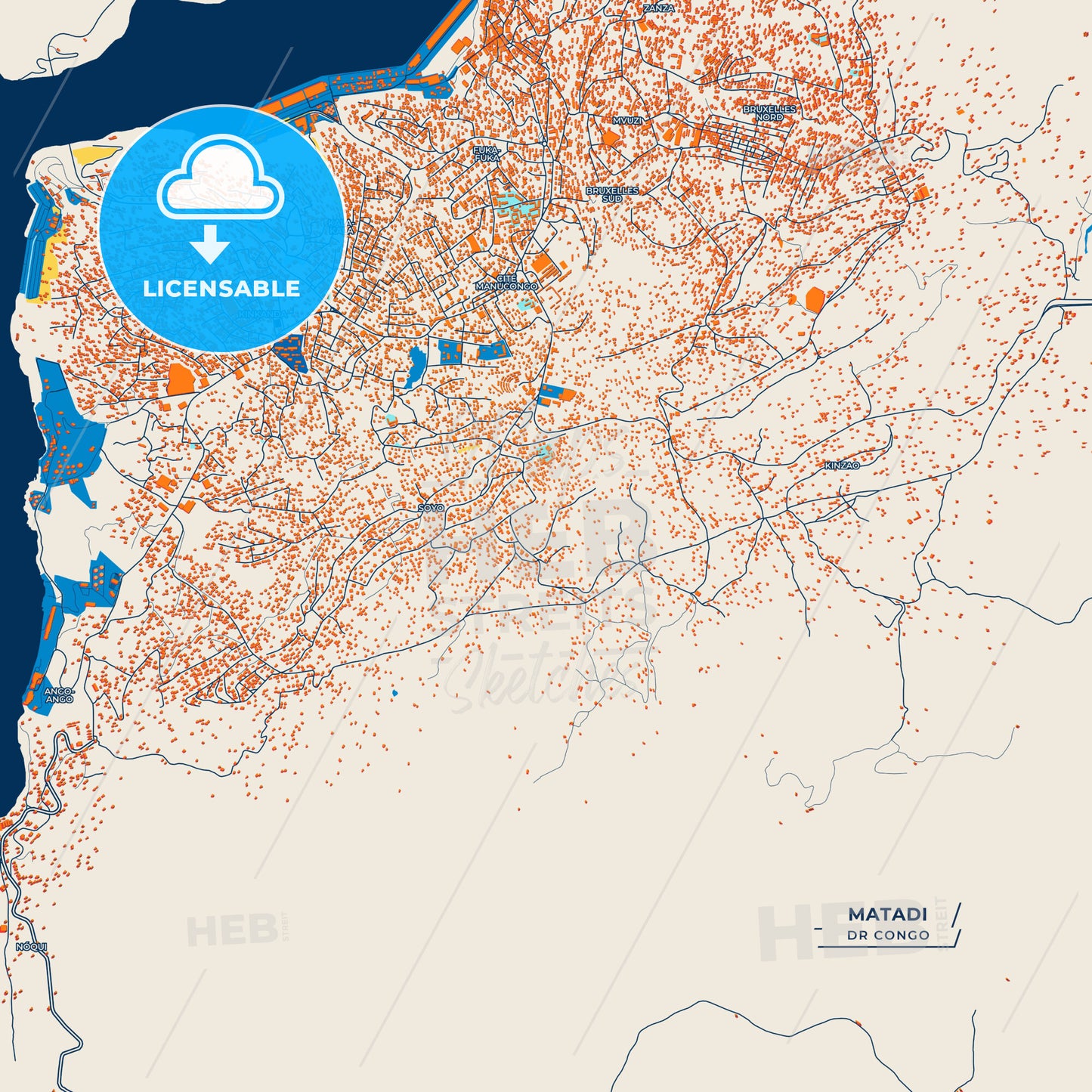 Canvas Print Template of Matadi Street Map