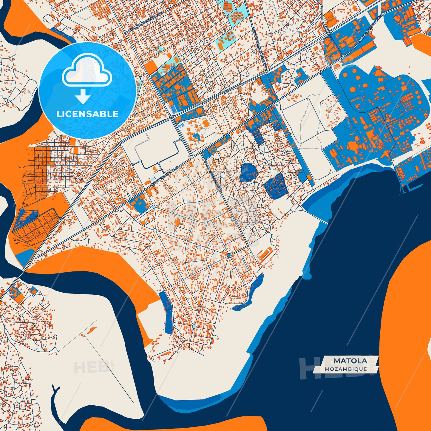Canvas Print Template of Matola Street Map