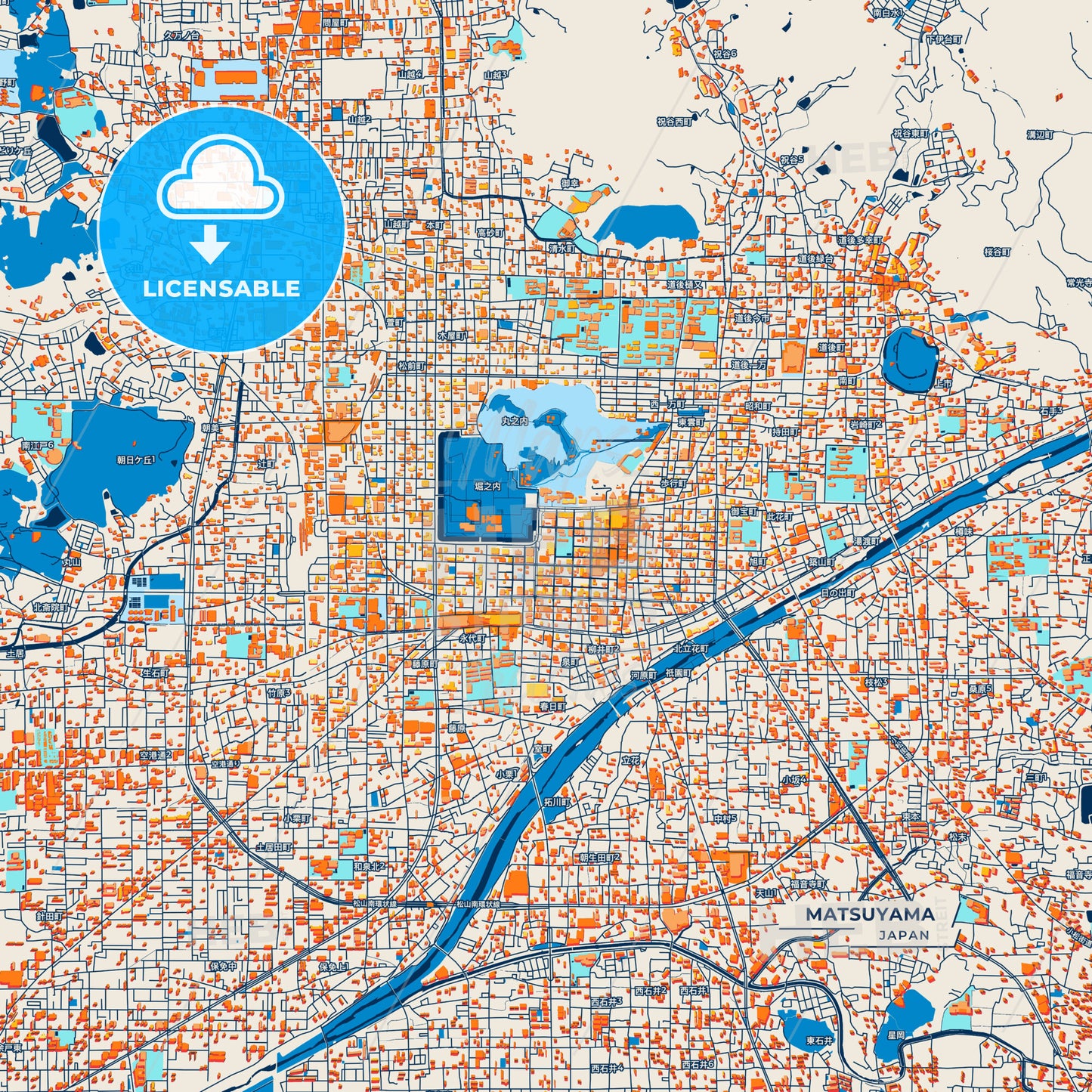 Canvas Print Template of Matsuyama Street Map