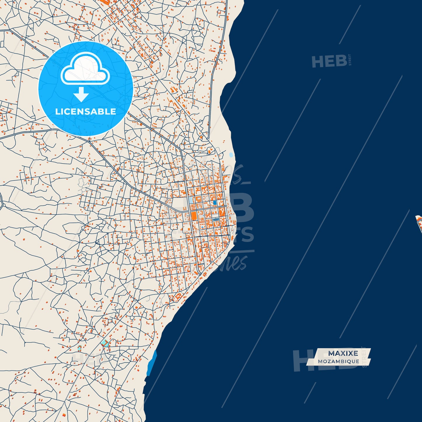 Canvas Print Template of Maxixe Street Map