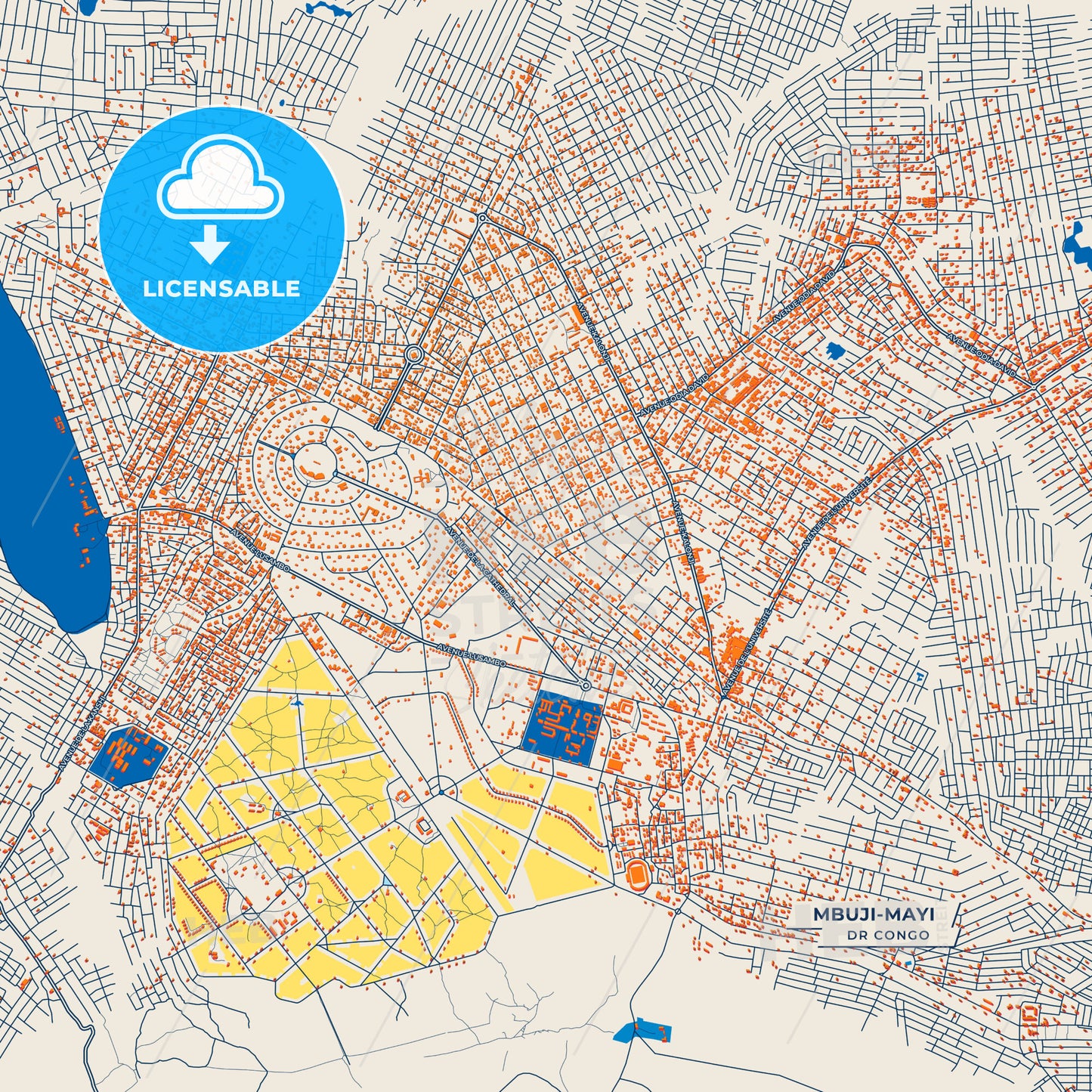 Canvas Print Template of Mbuji-Mayi Street Map
