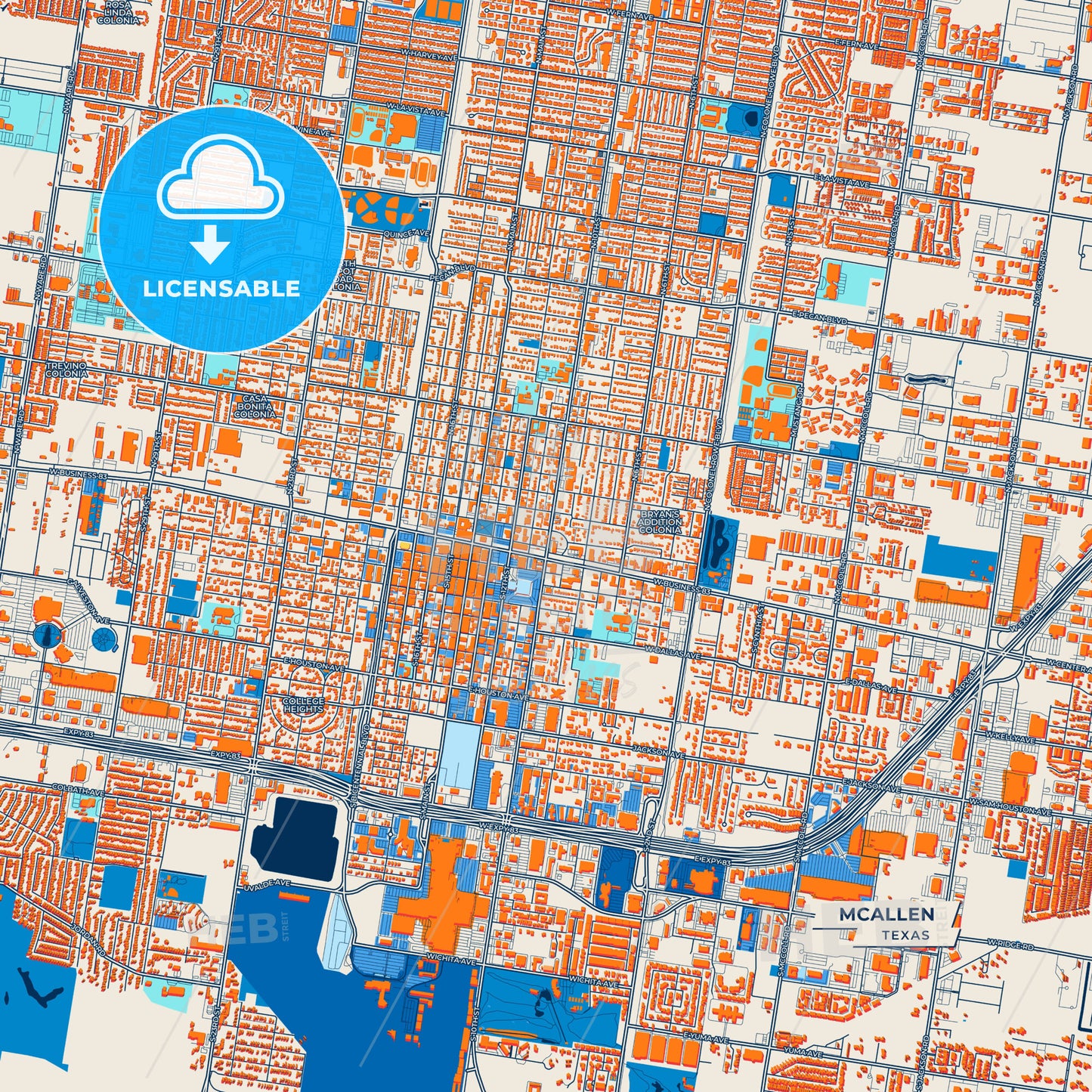 Canvas Print Template of McAllen Street Map