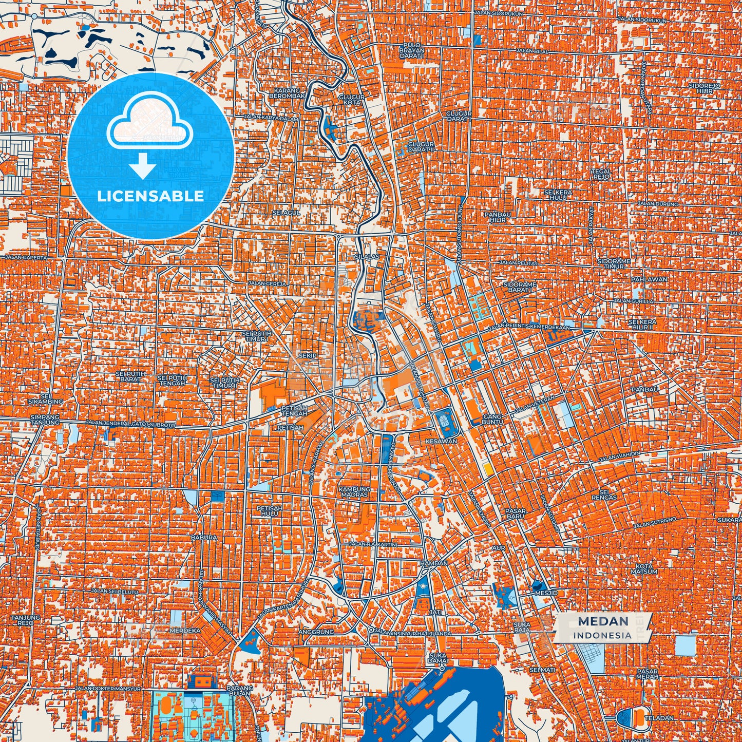 Canvas Print Template of Medan Street Map