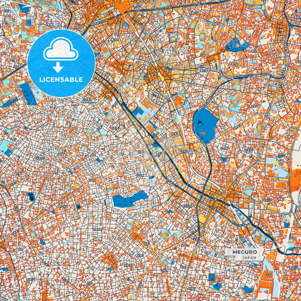 Canvas Print Template of Meguro Street Map