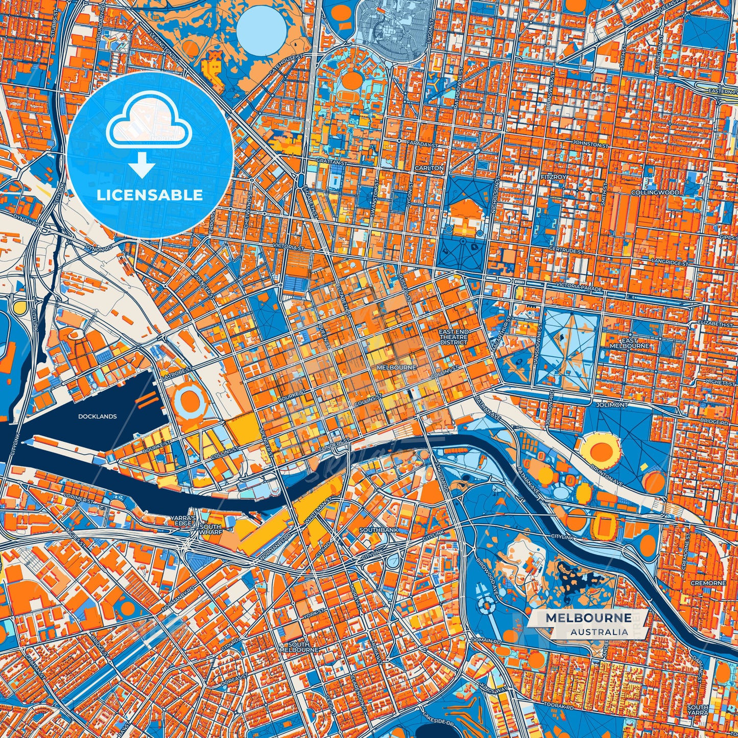 Canvas Print Template of Melbourne Street Map