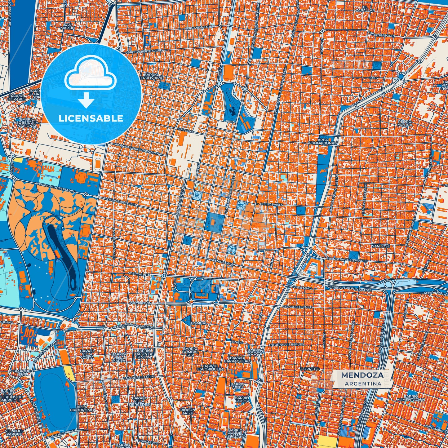 Canvas Print Template of Mendoza Street Map