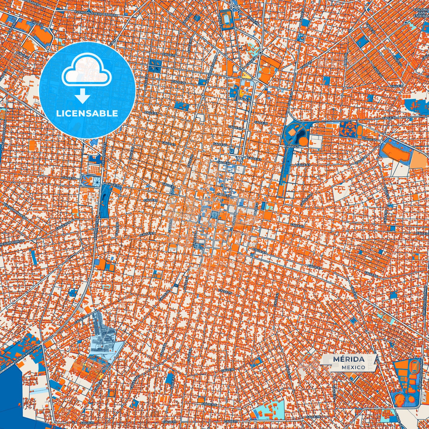 Canvas Print Template of Mérida Street Map