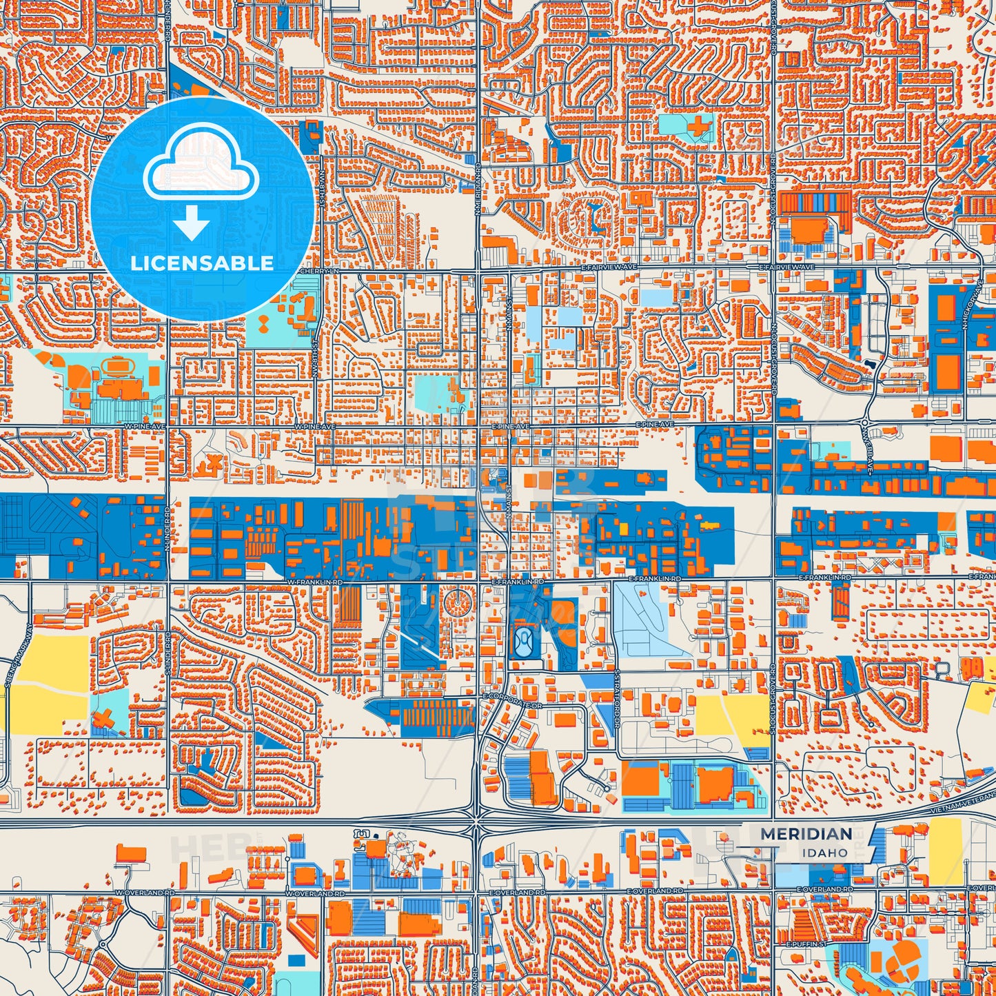 Canvas Print Template of Meridian Street Map