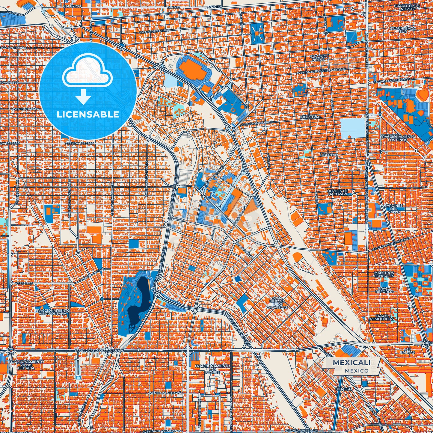 Canvas Print Template of Mexicali Street Map