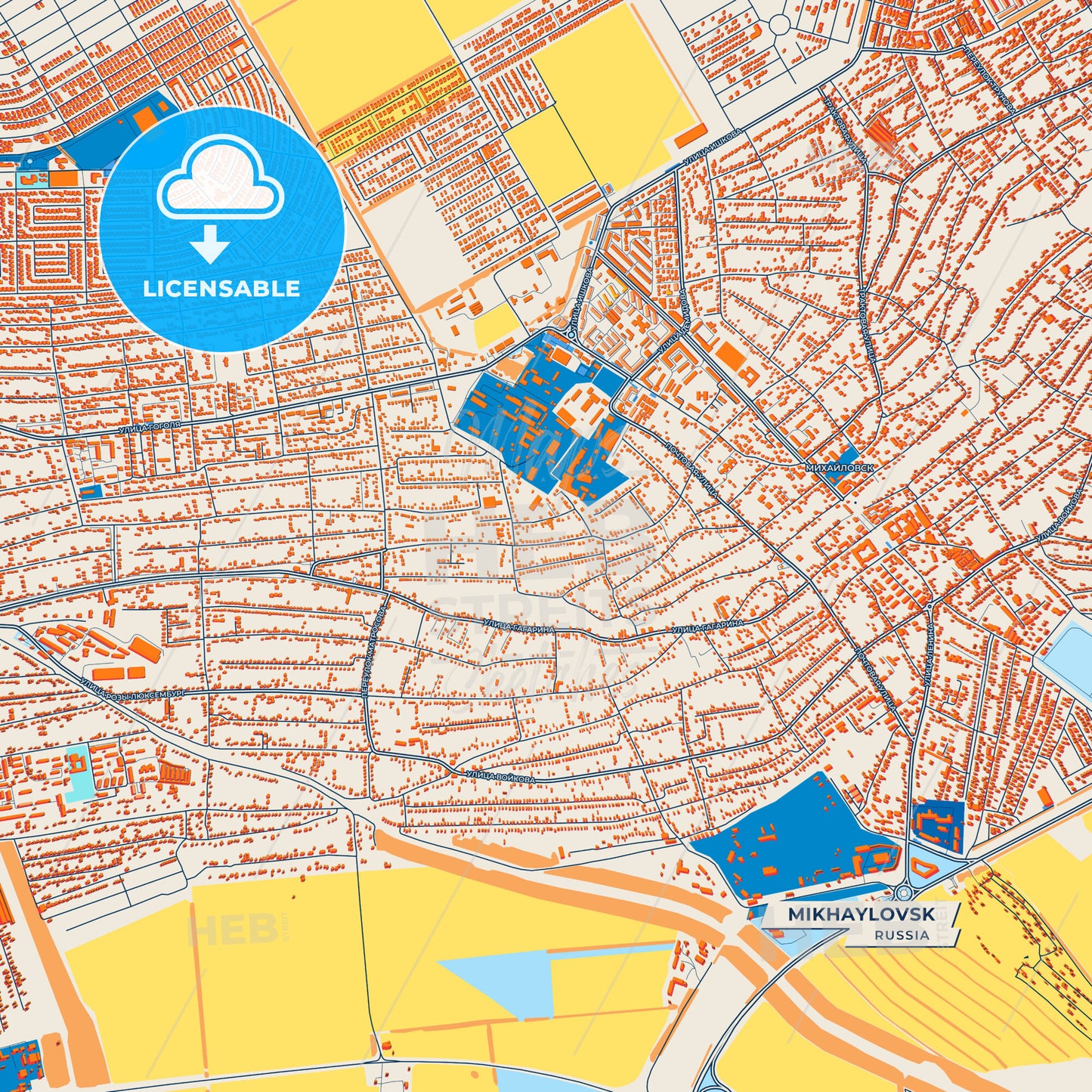 Canvas Print Template of Mikhaylovsk Street Map