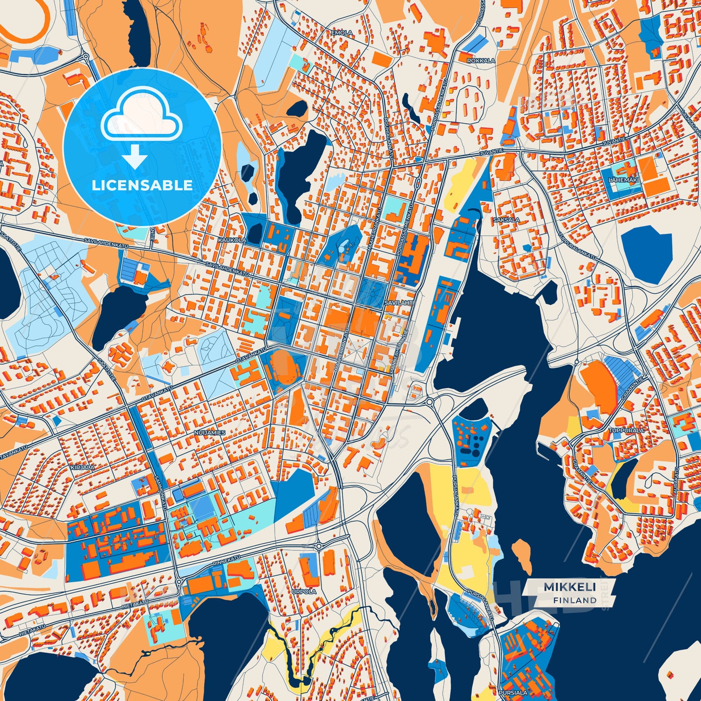 Canvas Print Template of Mikkeli Street Map
