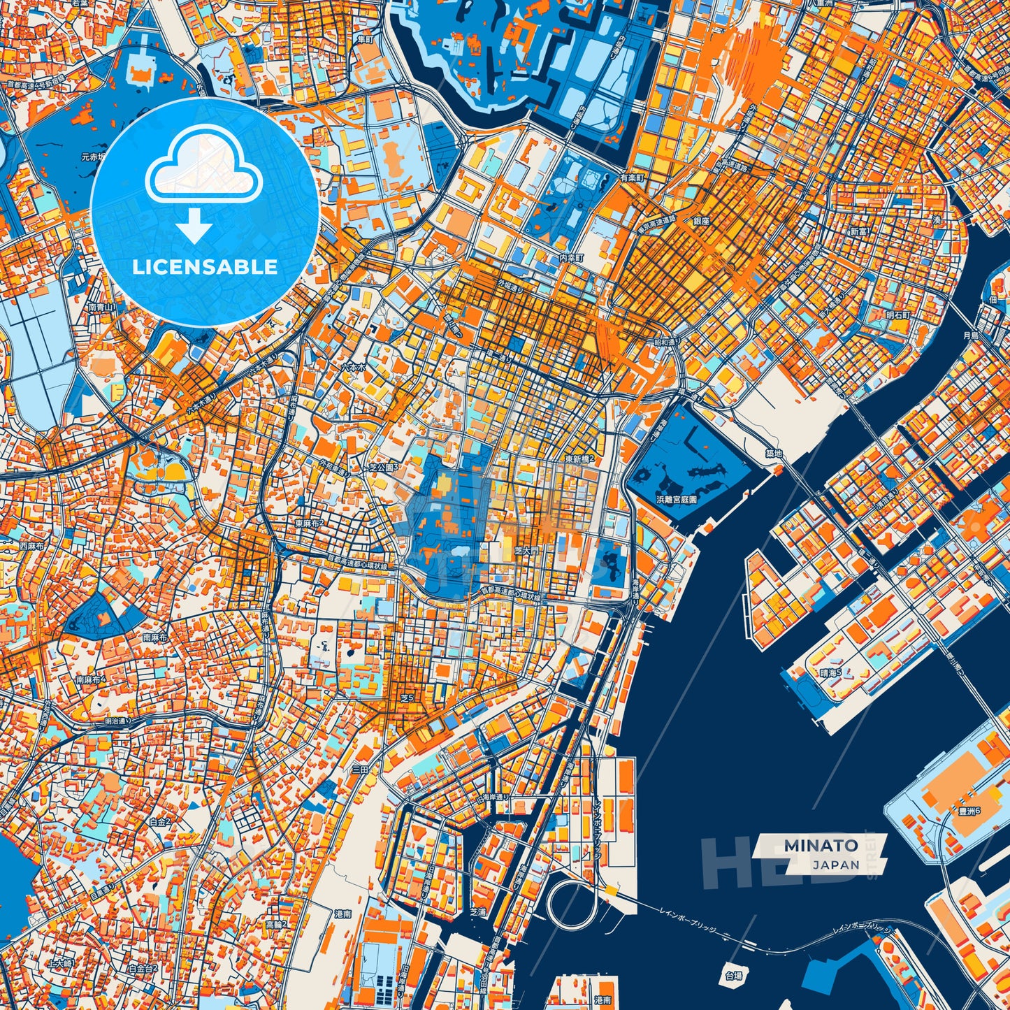 Canvas Print Template of Minato Street Map