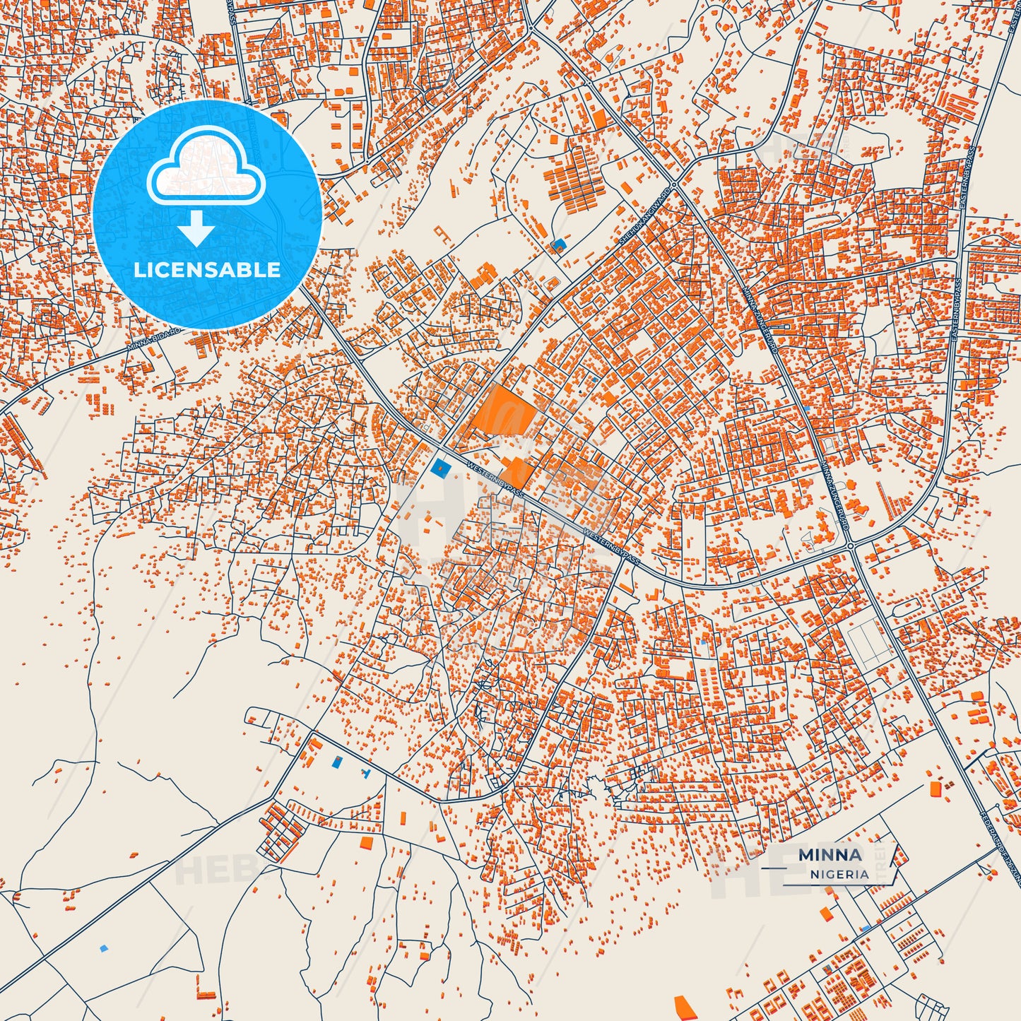 Canvas Print Template of Minna Street Map