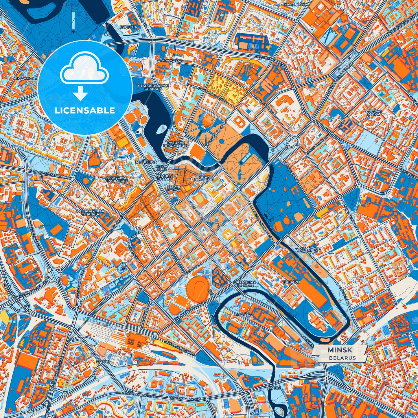 Canvas Print Template of Minsk Street Map