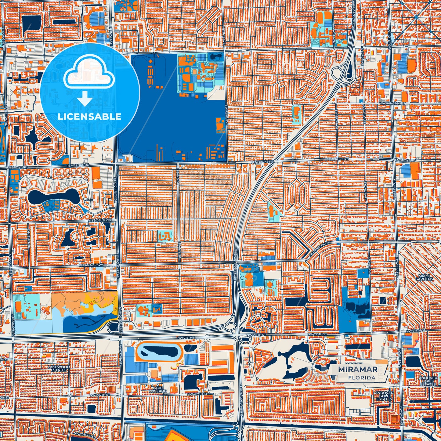 Canvas Print Template of Miramar Street Map