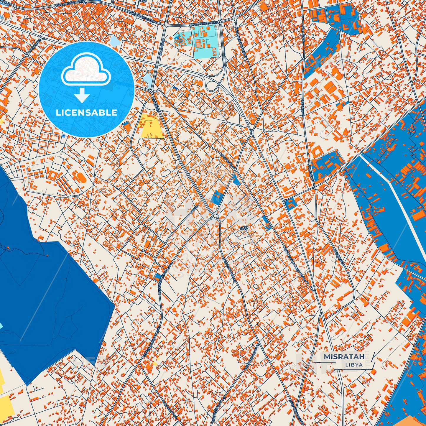 Canvas Print Template of Misratah Street Map