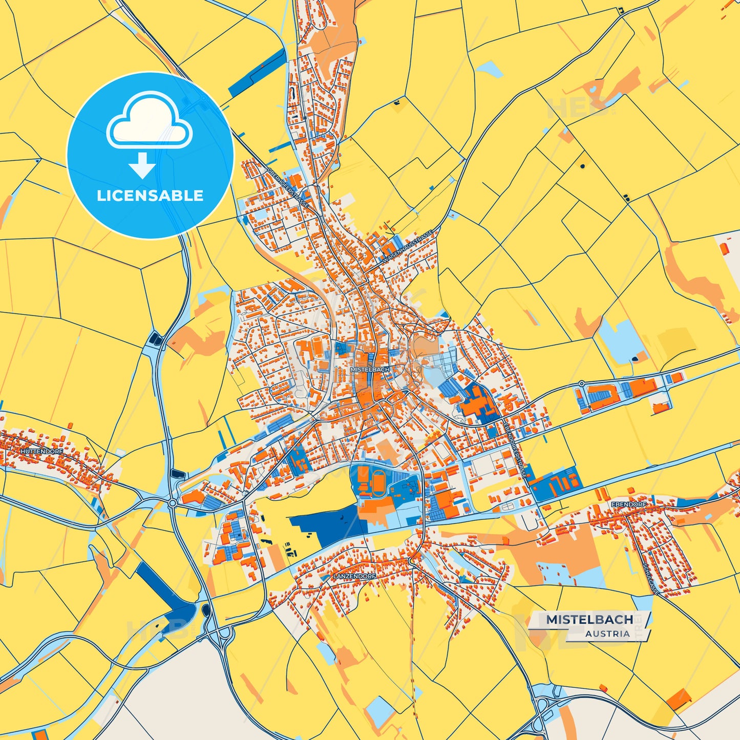 Canvas Print Template of Mistelbach Street Map