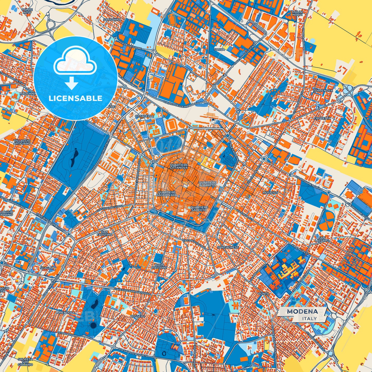 Canvas Print Template of Modena Street Map