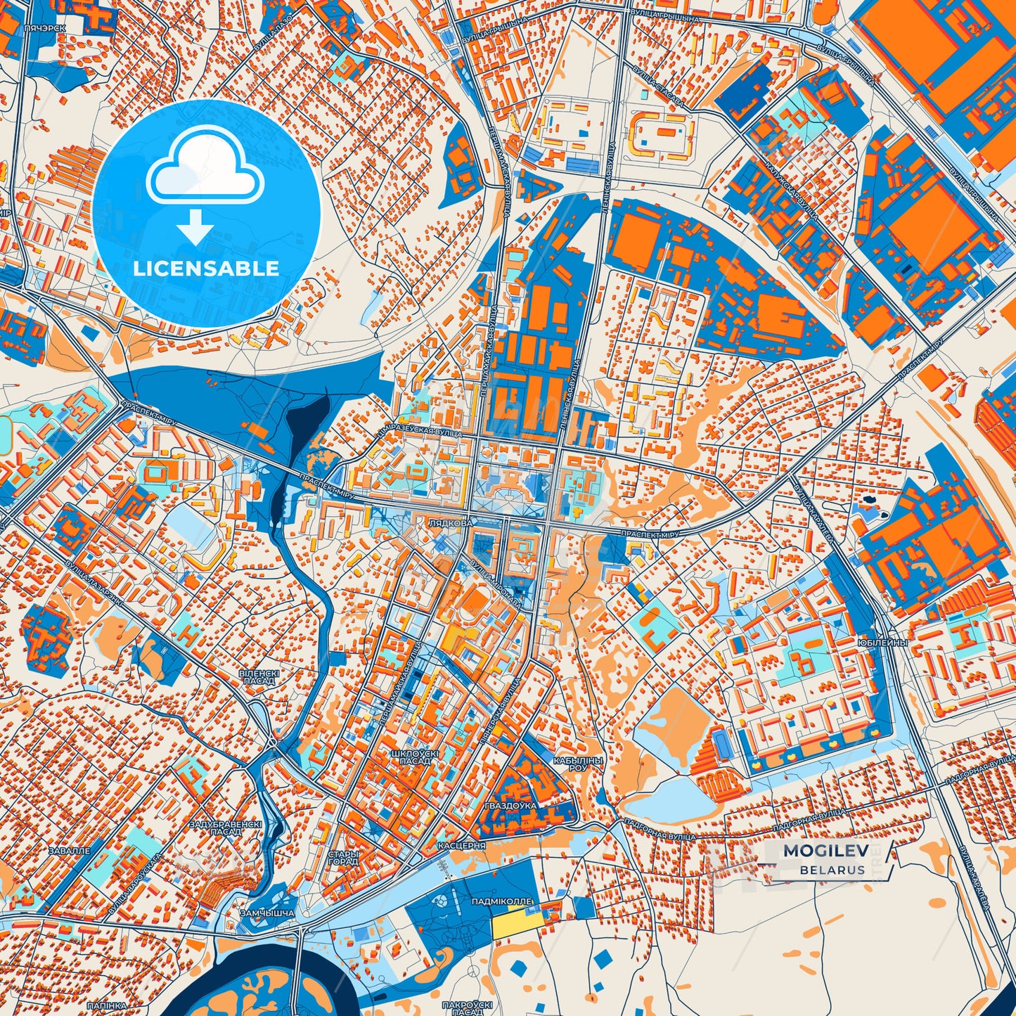 Canvas Print Template of Mogilev Street Map