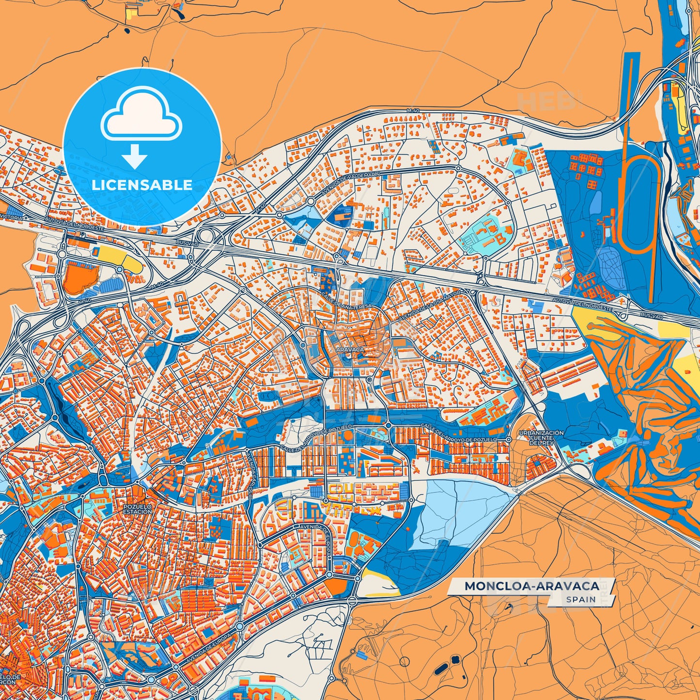 Canvas Print Template of Moncloa-Aravaca Street Map