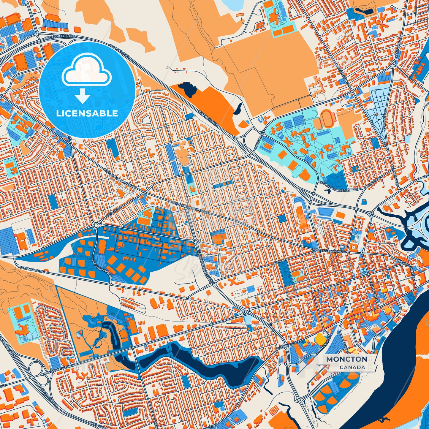 Canvas Print Template of Moncton Street Map
