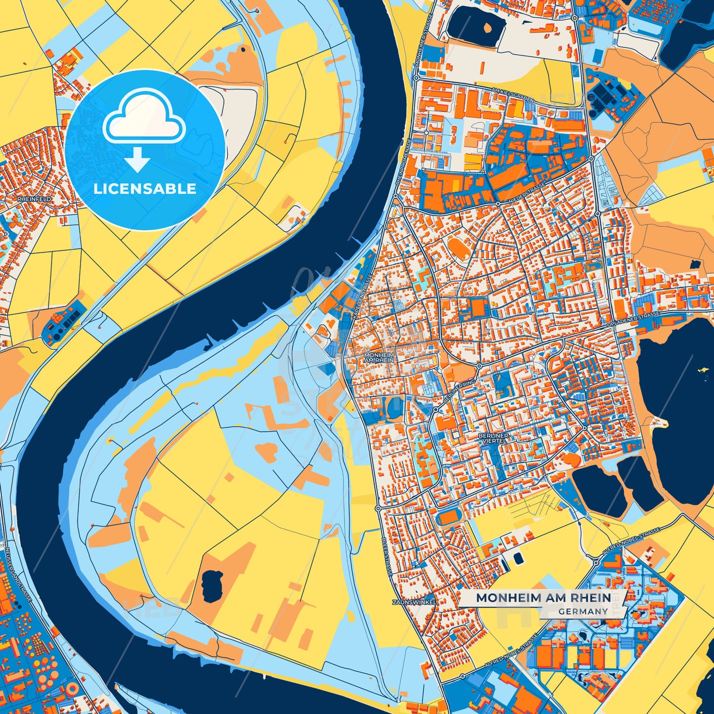 Canvas Print Template of Monheim am Rhein Street Map