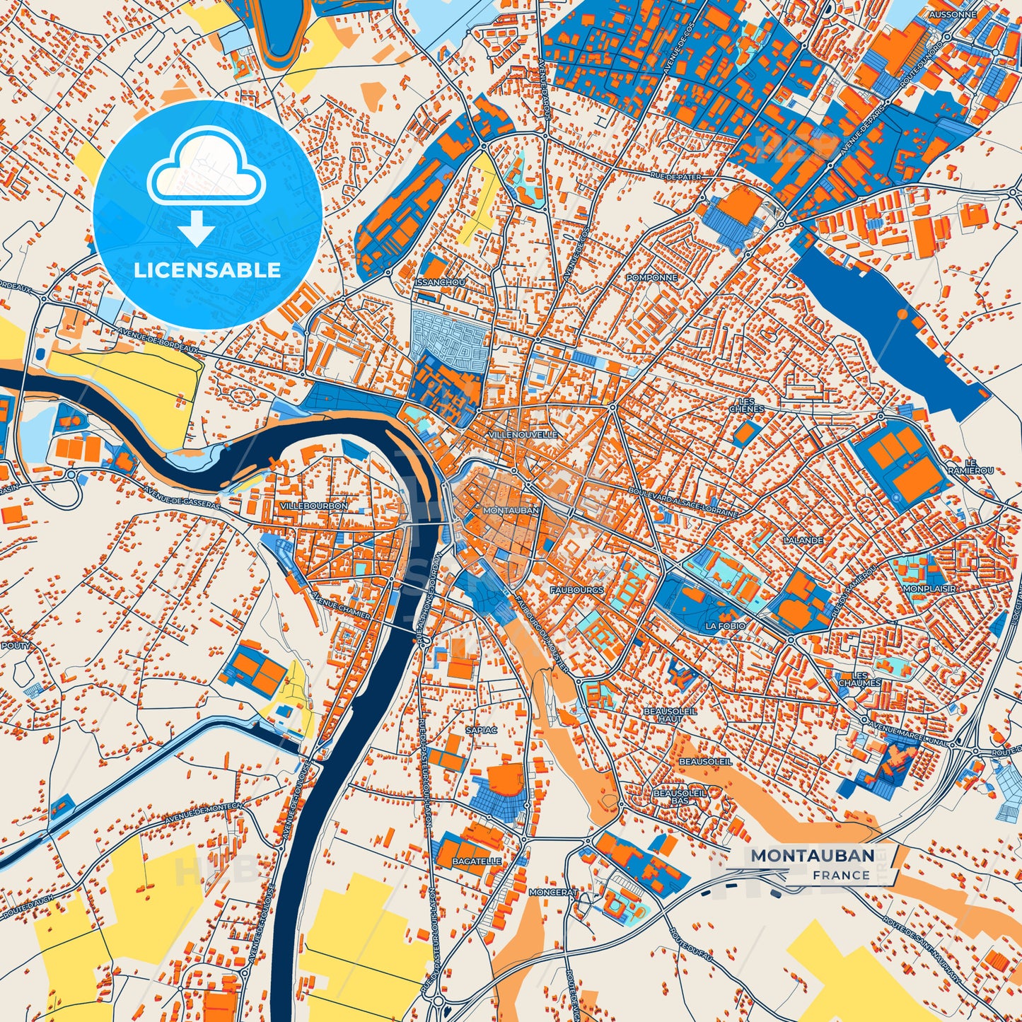 Canvas Print Template of Montauban Street Map