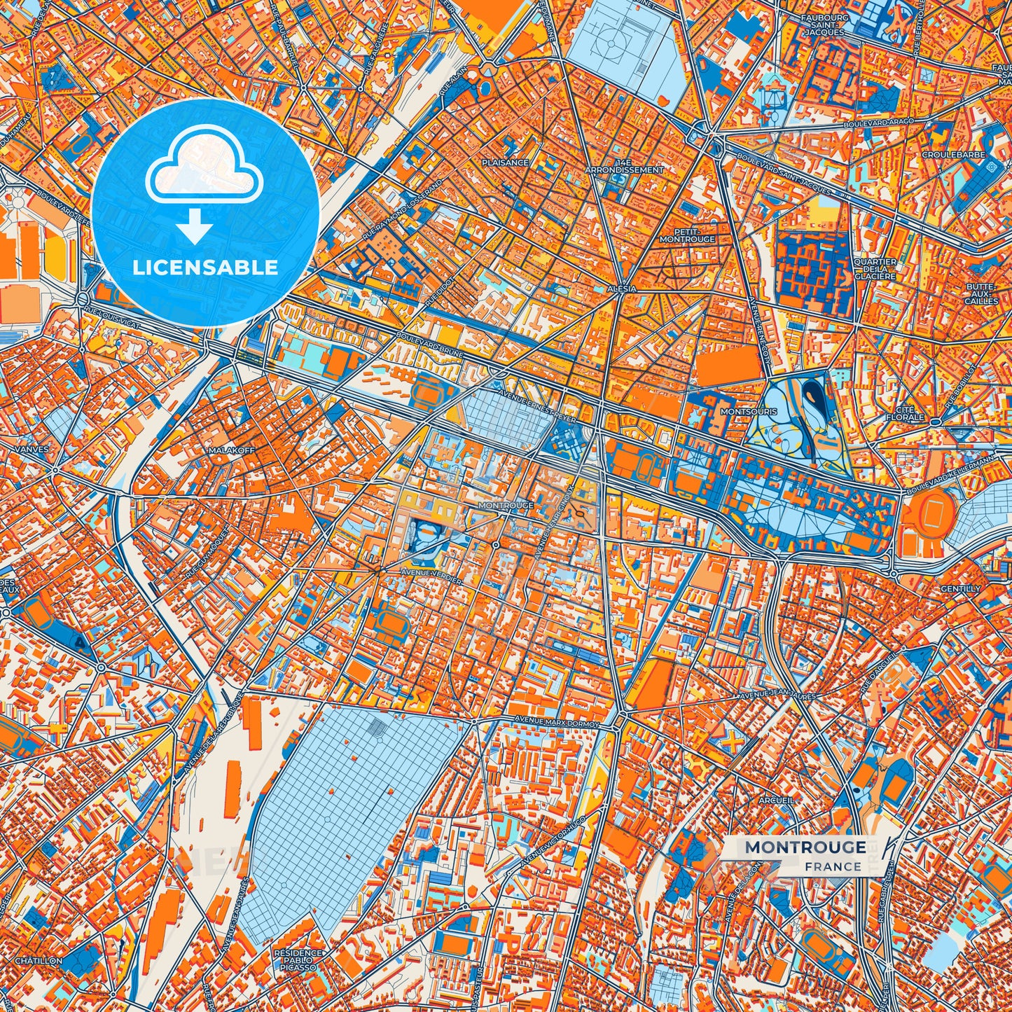 Canvas Print Template of Montrouge Street Map