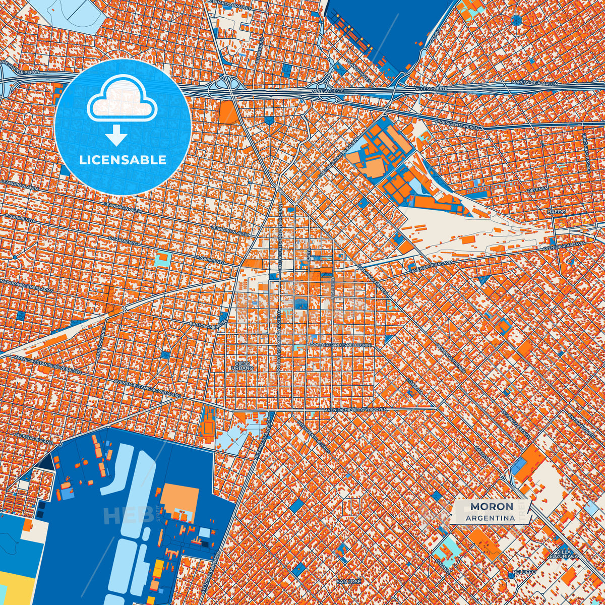 Canvas Print Template of Moron Street Map