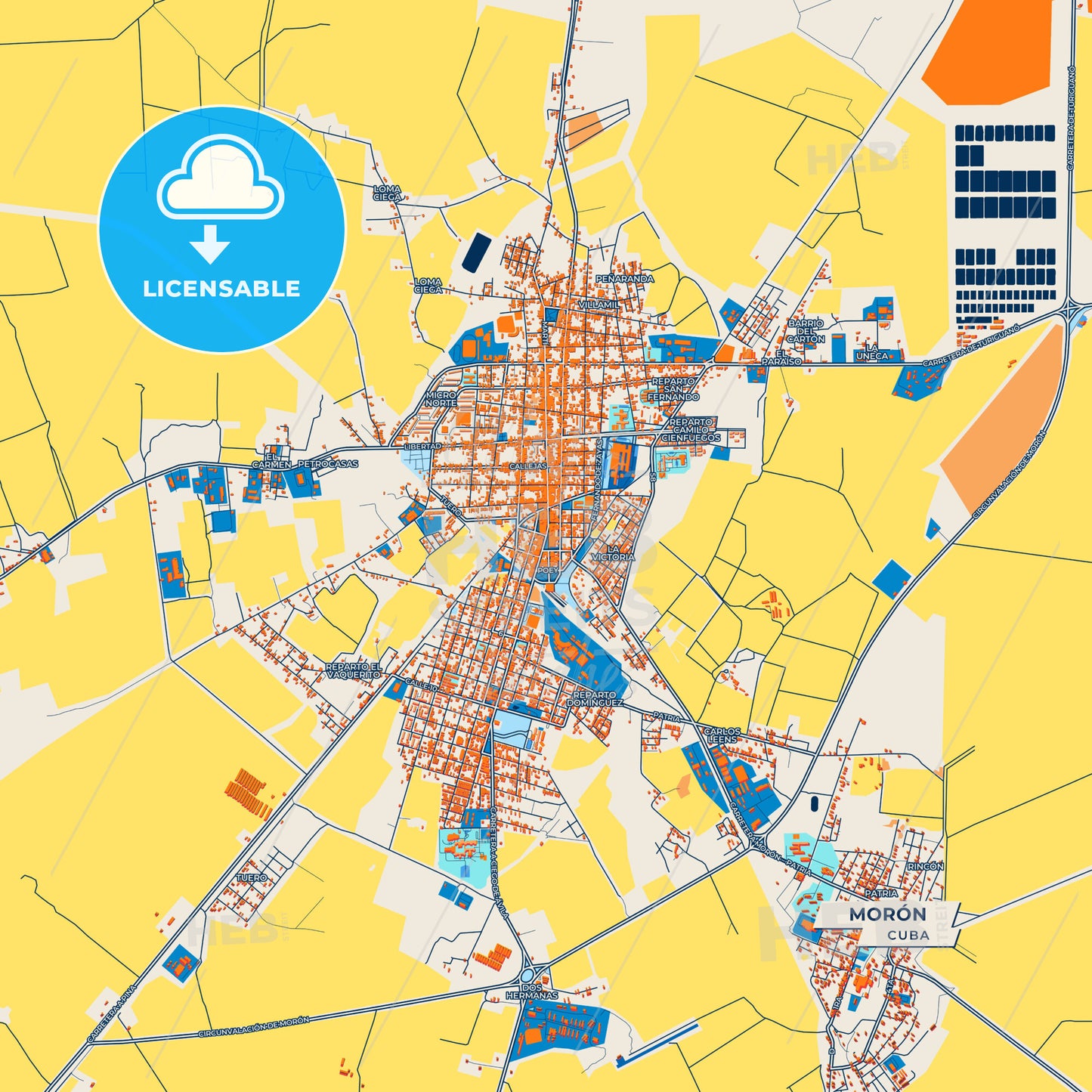 Canvas Print Template of Morón Street Map