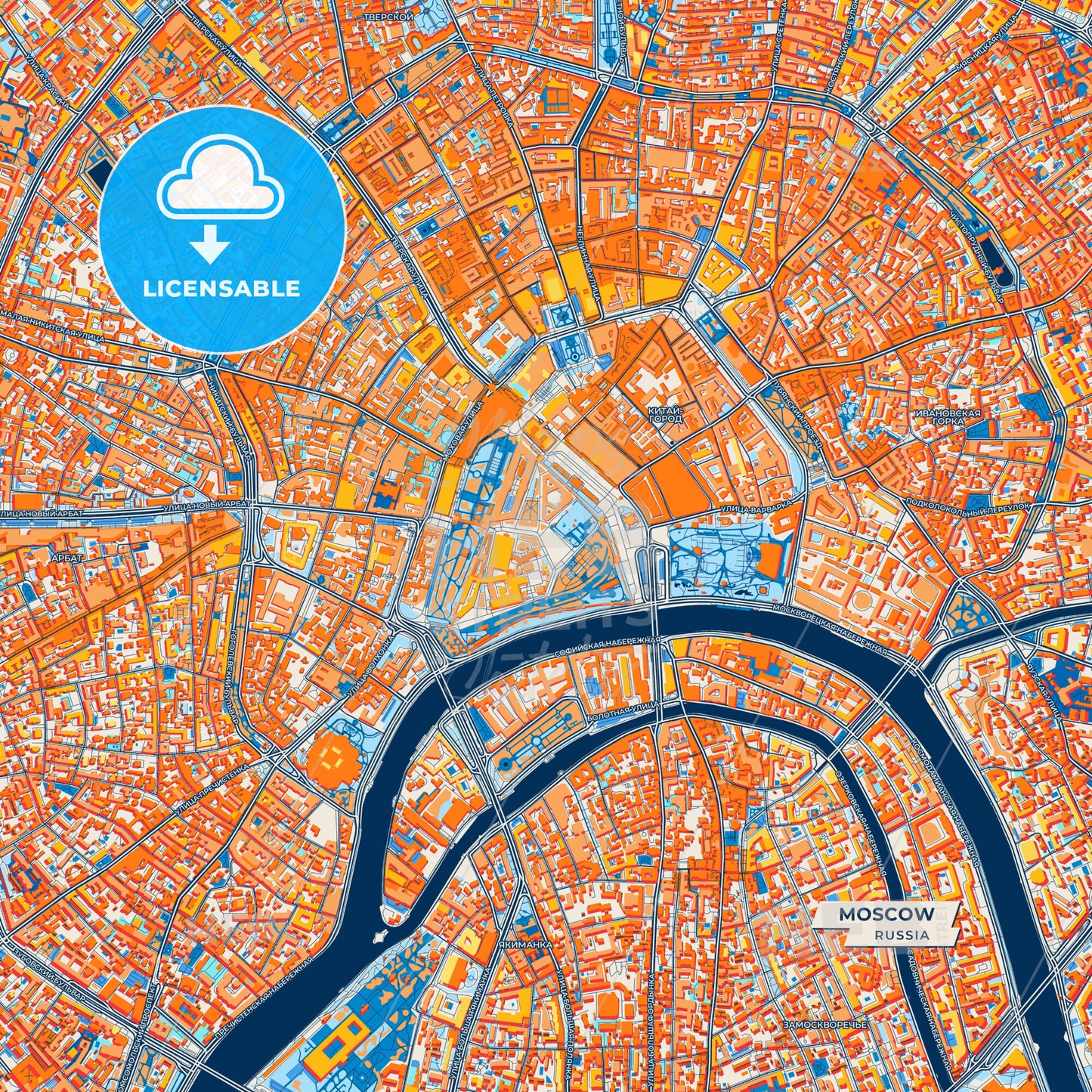 Canvas Print Template of Moscow Street Map