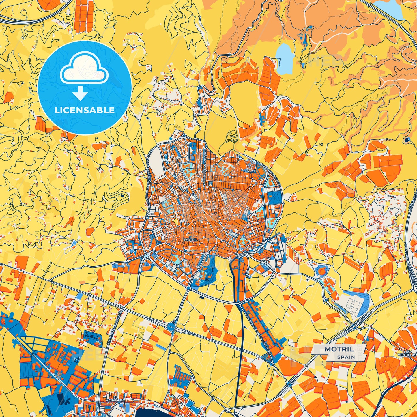 Canvas Print Template of Motril Street Map