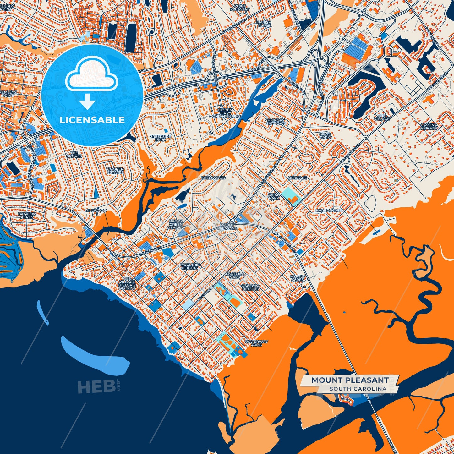 Canvas Print Template of Mount Pleasant Street Map