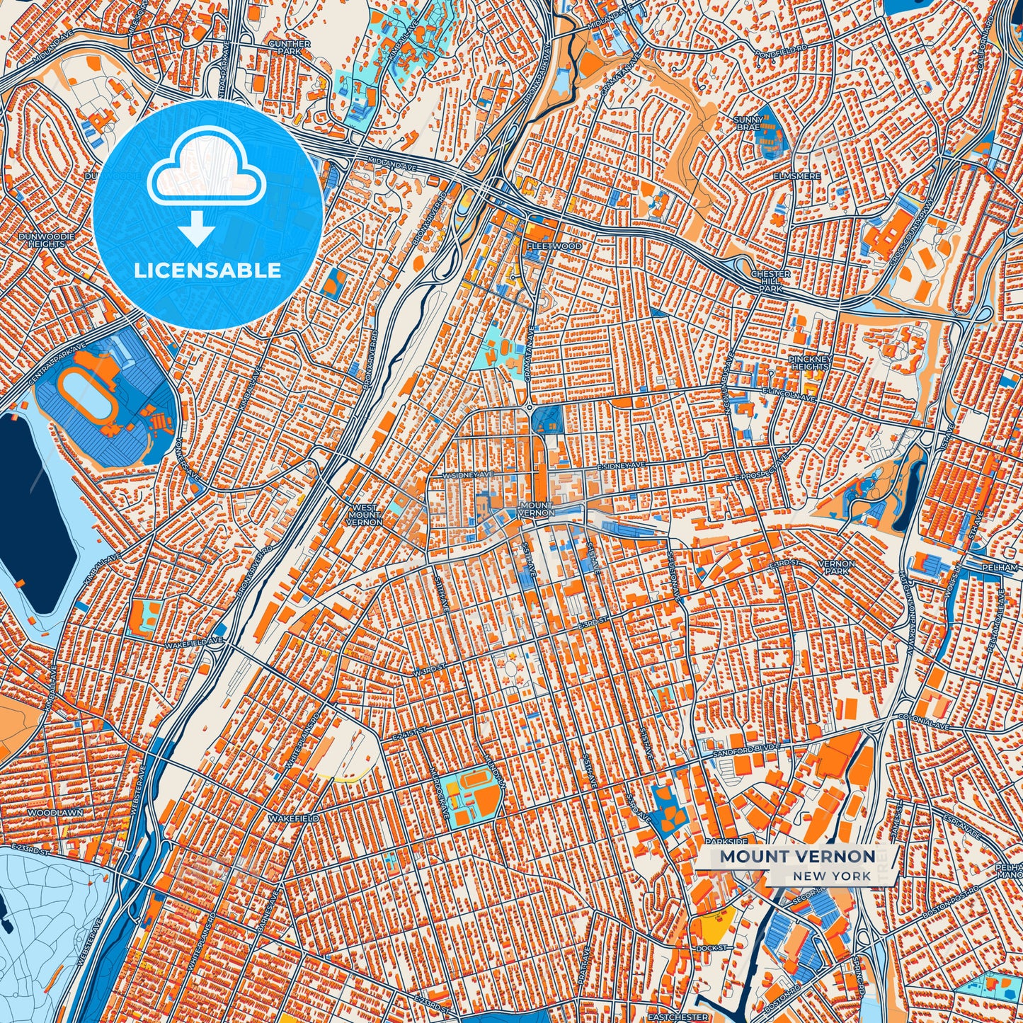 Canvas Print Template of Mount Vernon Street Map
